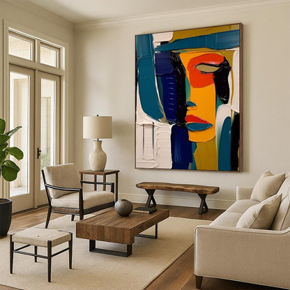 Large-Scale Custom Hand-Painted Abstract Art for Living Room & Hotel LargeART1907