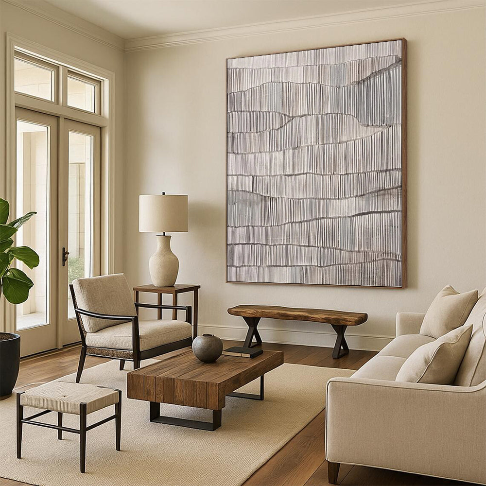 Colossal Hand - Painted Custom Textured Abstract Canvas for Dining Room & Bar DKH1034