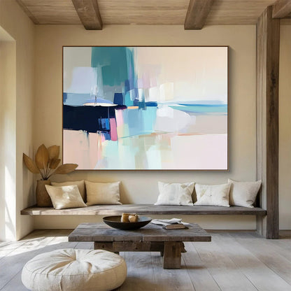 “Pastel Abstract Coastal” - Pastel Tones, Abstract Coastal Scene, Soft Brushstrokes HB1120