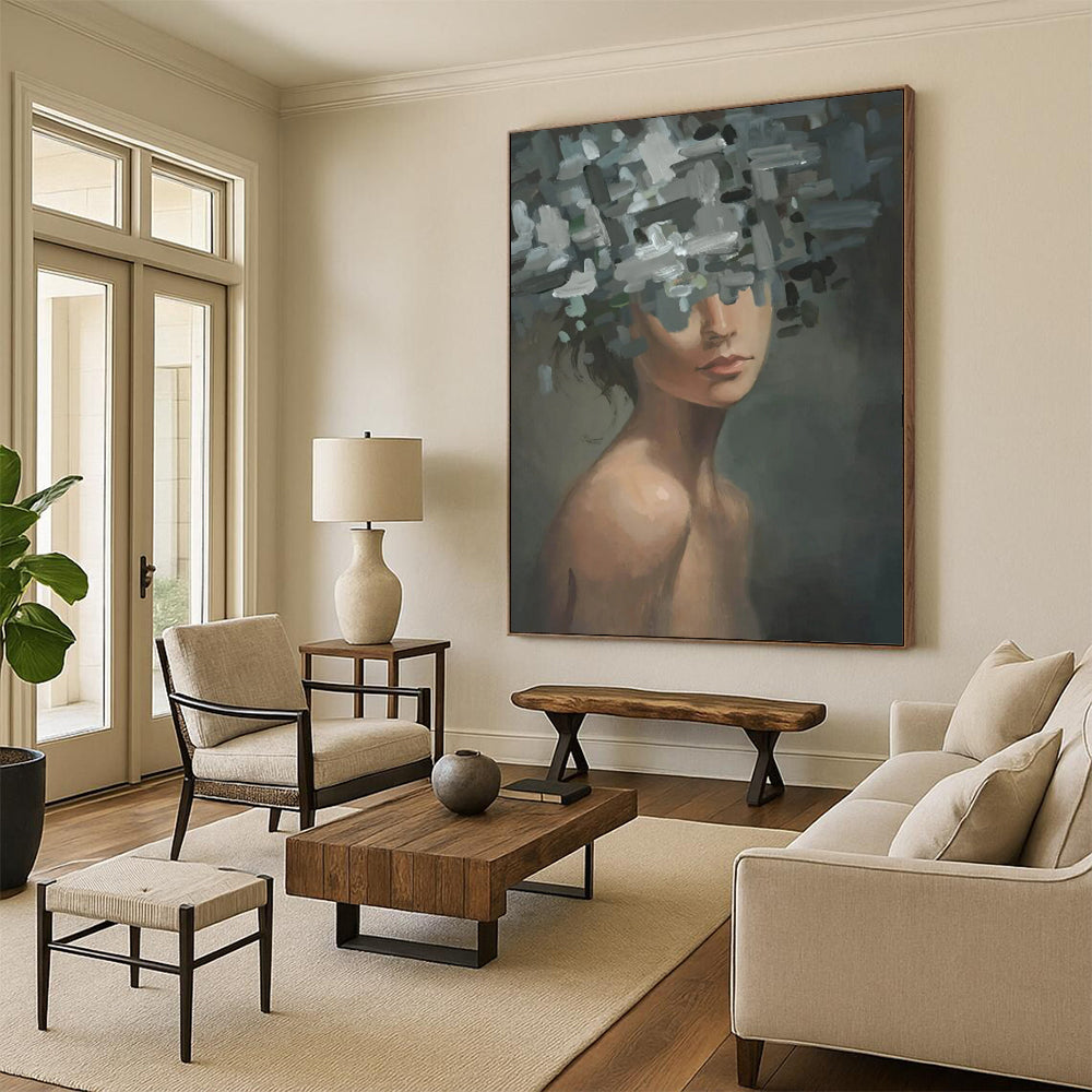 Large Custom Abstract Paintings: Textured Details for Bedroom & Bar DTP328