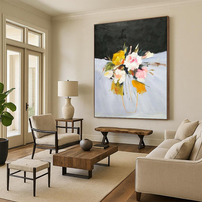 Rustic & Cozy Hand-Painted Custom Abstract Painting for Bedroom & Hallway LargeART1995