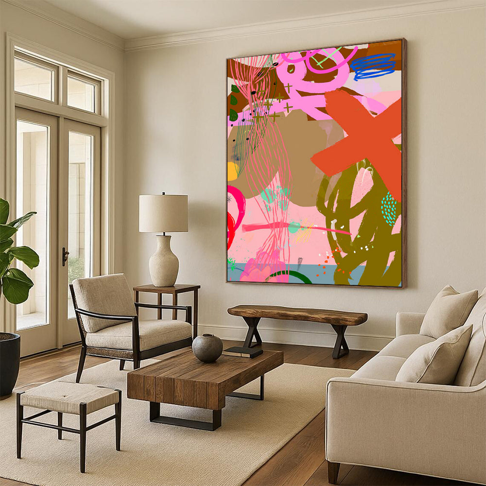 Hand-Painted Bespoke Abstract Canvas for Living Room & Hotel LargeART1857