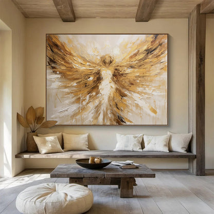 Golden Angel Wings - Inspirational Living Room Art DLZ082