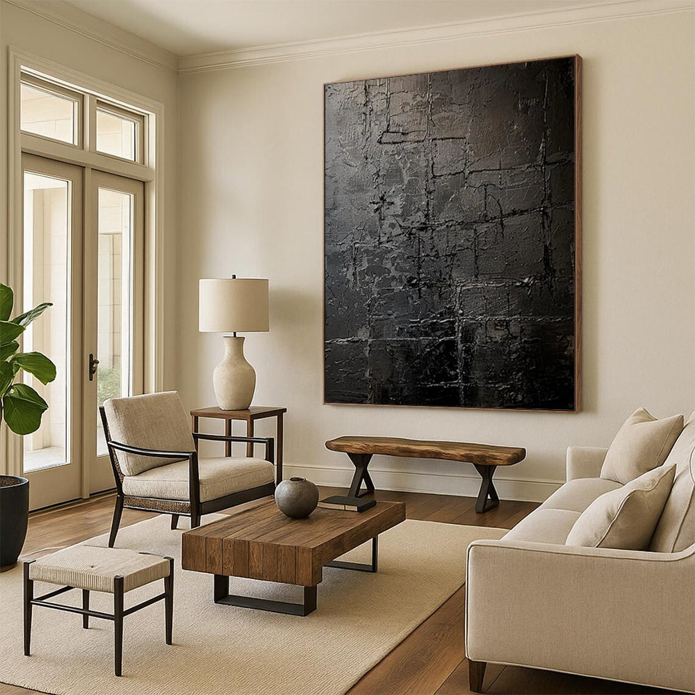 Enormous-Scale Hand-Painted Abstract Wall Installations for Entryway & Hallway LargeART2363