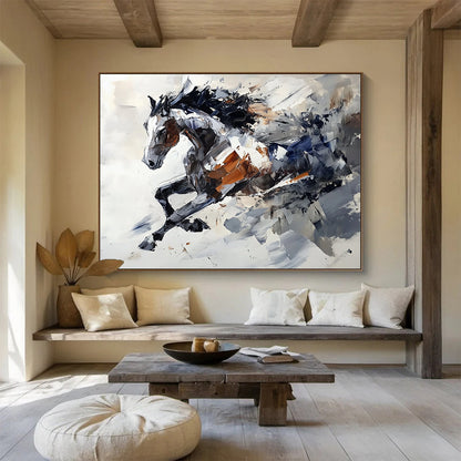 “Dynamic Horse Abstract” - Gray, Brown, Abstract Horse Oil Painting On Canvas HB0720