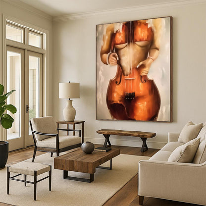 Vertical Hand - Painted Custom Abstract Gem for Living Room and Hotel DKH1648