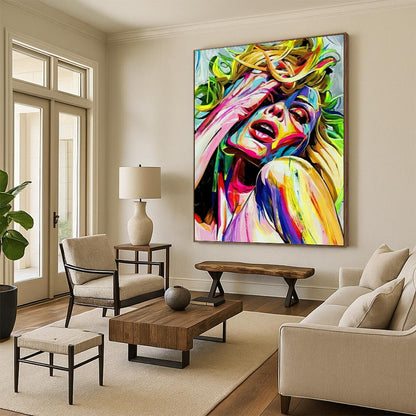 Vertical Hand - Painted Textured Custom Abstract Painting for Living Room and Office DKH1638