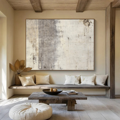 “Textured Gray Abstract” - Gray, Beige, Textural Abstract Painting On Canvas HB0704