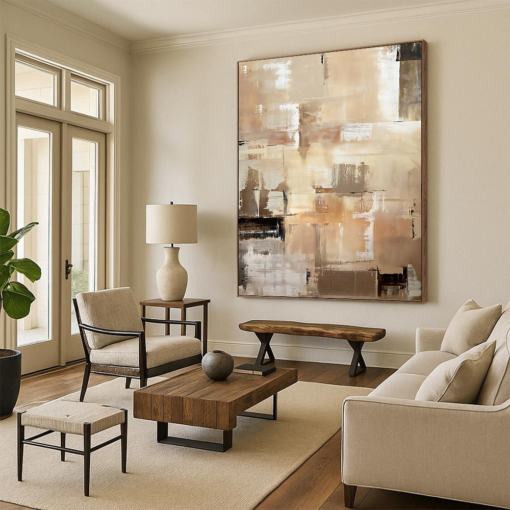 Custom - Designed Hand - Painted Textured Abstract Canvas for Bedroom & Office DKH0984