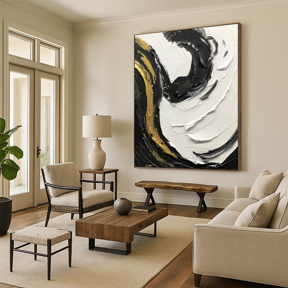 Large Custom Abstract Paintings with Textured Details for Dining Room & Bar DTP381