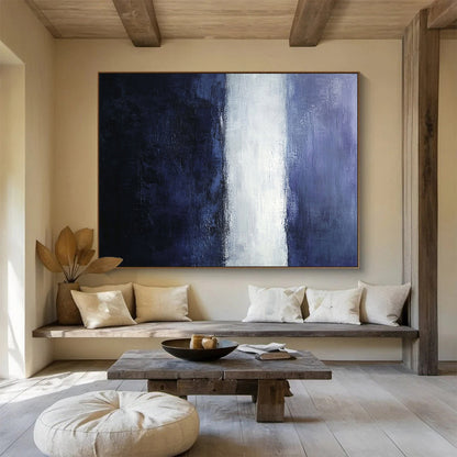 Gradient Purple, White & Navy - Color - Block Abstract Painting On Canvas HB0471
