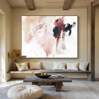 “Pink - Black Abstract Gestures” - Pink, Black, Abstract Expressionist Painting On Canvas HB1110