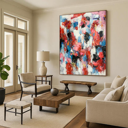 Elevated Vertical Hand - Painted Custom Abstract Treasure (with Floral Textures) for Bedroom and Dining Room DKH1585