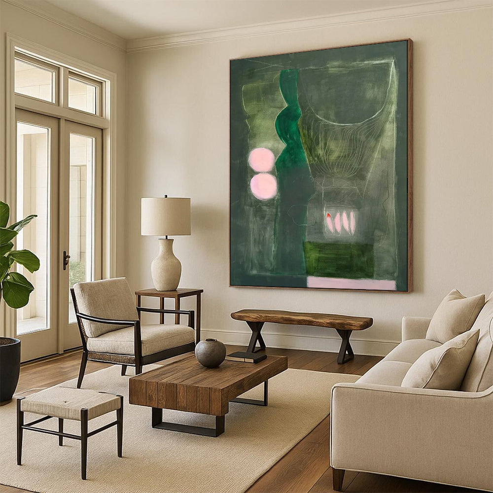 Oversized Custom Hand-Painted Abstract Canvas for Bar & Entryway LargeART1846