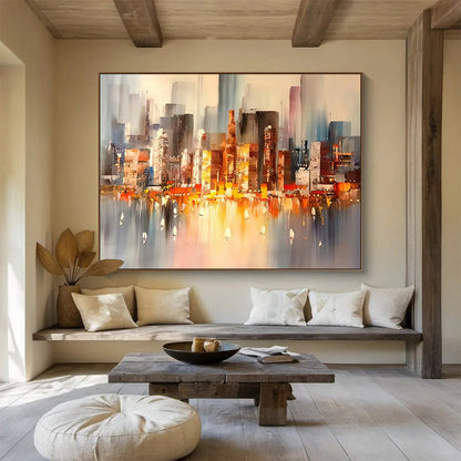 Statement - Making Large Abstract Canvas with Rich Textural Layers for Living Room & Office DKH899