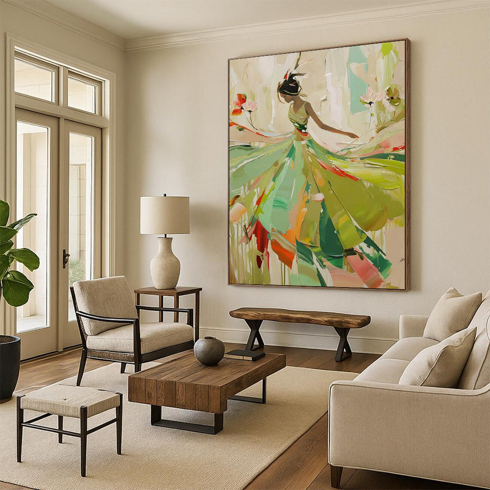 Aetherial Whispers: Hand - Painted Custom Abstract Canvas for Living Room and Bar DTP082