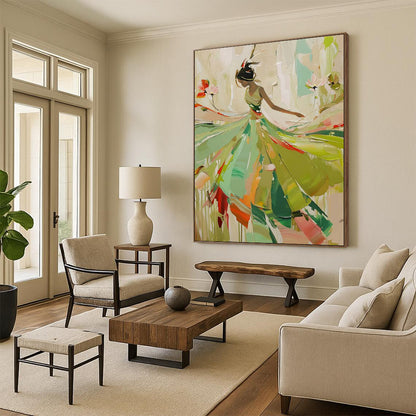 Aetherial Whispers: Hand - Painted Custom Abstract Canvas for Living Room and Bar DTP082