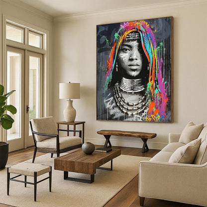 Custom Vertical Hand - Painted Abstract Work for Living Room and Dining Room DKH1645