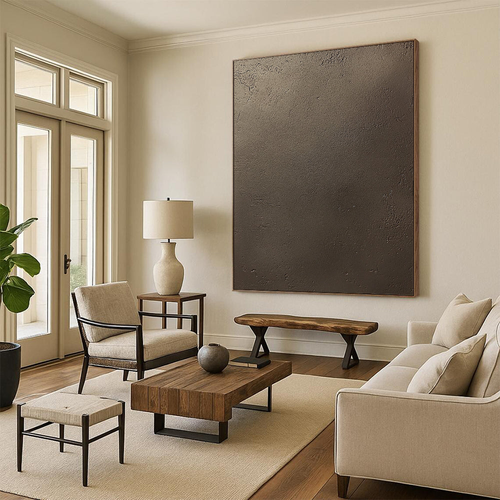 Contemporary artistry showcases a refined dark brown concrete texture with subtle grain, capturing elegance and simplicity in a lifelike matte finish. DLZ1116
