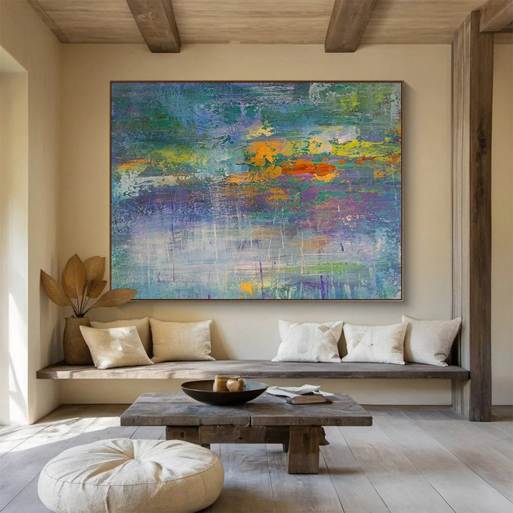 Vast - Sized Hand - Painted Textured Abstract Canvas for Decorative Statement DKH714