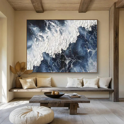 Textured Ocean Wave - Dramatic Coastal Living Room Art DLZ250