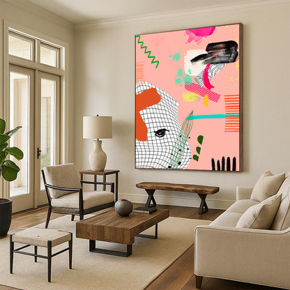 Exuberant & Colorful Hand-Painted Custom Abstract Painting for Dining Room & Living Room LargeART2006