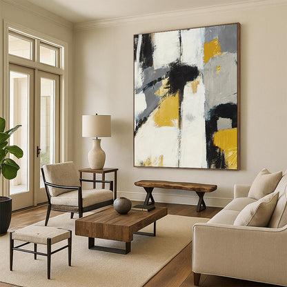 Colossal - Dimensioned Vertical Hand - Painted Custom Abstract Tapestry (with Lush Textures), for Arranging in Dining Room and Hotel Lobby DKH1525