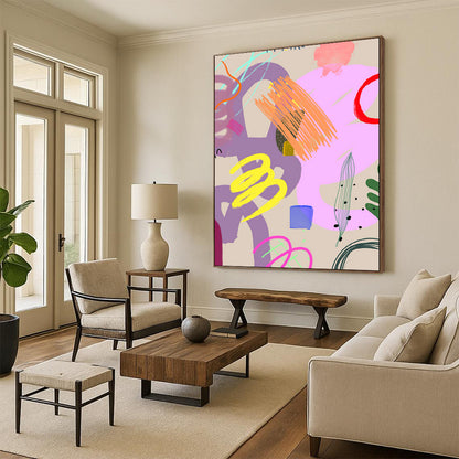 Whimsical & Fantasy Hand-Painted Custom Abstract Painting for Bedroom & Living Room LargeART2008
