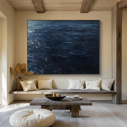 “Dark Blue Sea with Sparkles” - Realistic Oil Painting HB0526