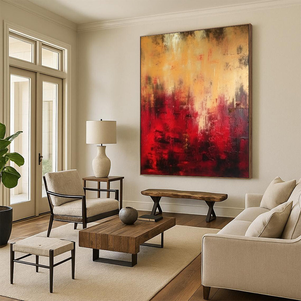 Extended - Length Hand - Painted Textured Custom Abstract Painting for Dining Room and Hallway DTP073