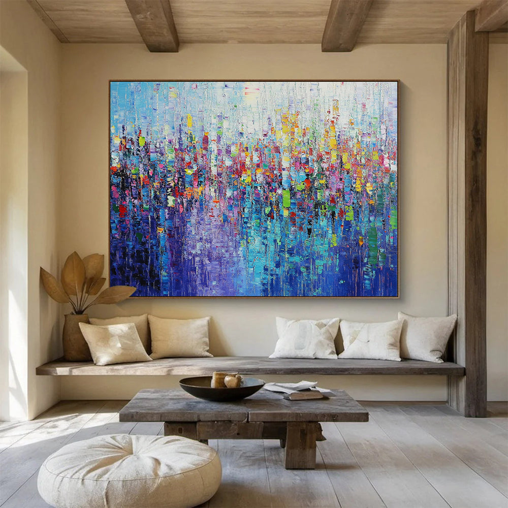 “Impasto Cityscape in Vivid Colors” - Pointillist - Inspired Painting On Canvas HB0519