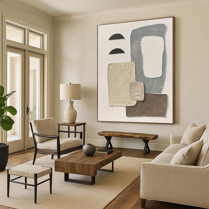 Custom - Designed by Designers: Hand - Rendered Textured Canvas Painting for Office & Hallway DKH1135