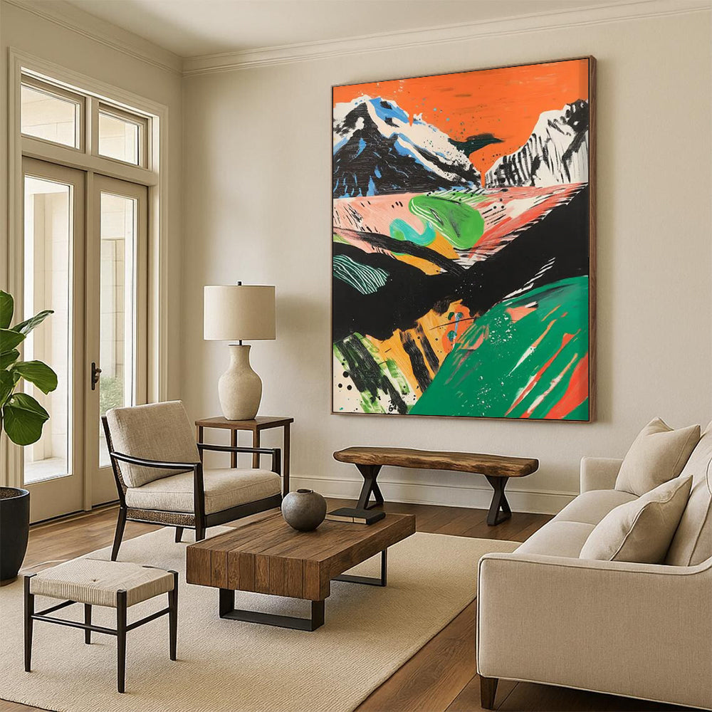 Celestial Confluence: Large - Format Hand - Painted Custom Abstract Gemstone for Dining Room and Office DTP092