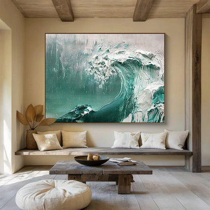 Textured Ocean Wave - Dramatic Coastal Living Room Art DLZ232
