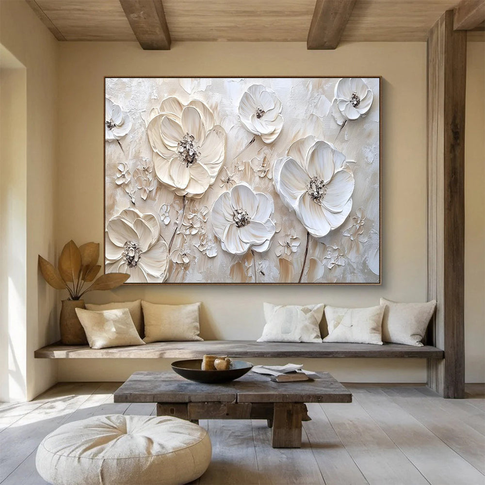 Dramatic Large Abstract Painting with Bold Textured Forms for Entryway & Living Room DKH906