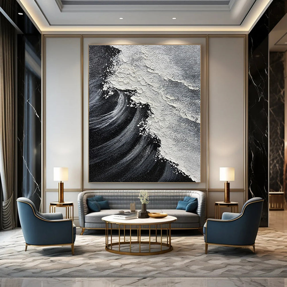 Custom Hand-Painted Abstract Mural for Living Room & Hotel LargeART1484