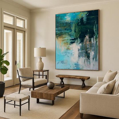 Large-Scale Hand-Painted Abstract Wall Art for Bar & Hallway LargeART2286