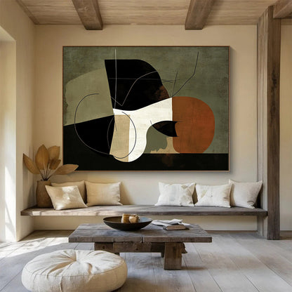 “Abstract Shapes Fusion” - Earthy Tones, Geometric Shapes and Lines - Abstract Acrylic Painting HB1750