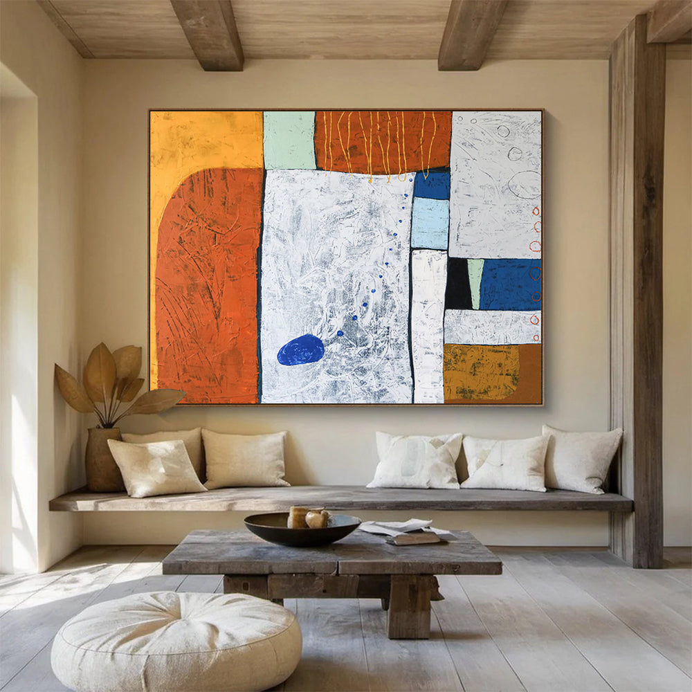 Large - Format Hand - Painted Abstract Wall Mural for Bar & Dining Room DKH556