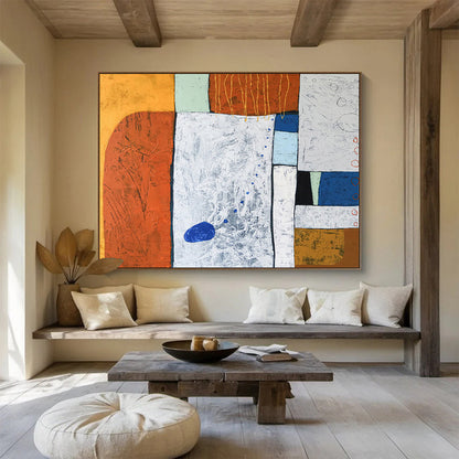 Large - Format Hand - Painted Abstract Wall Mural for Bar & Dining Room DKH556