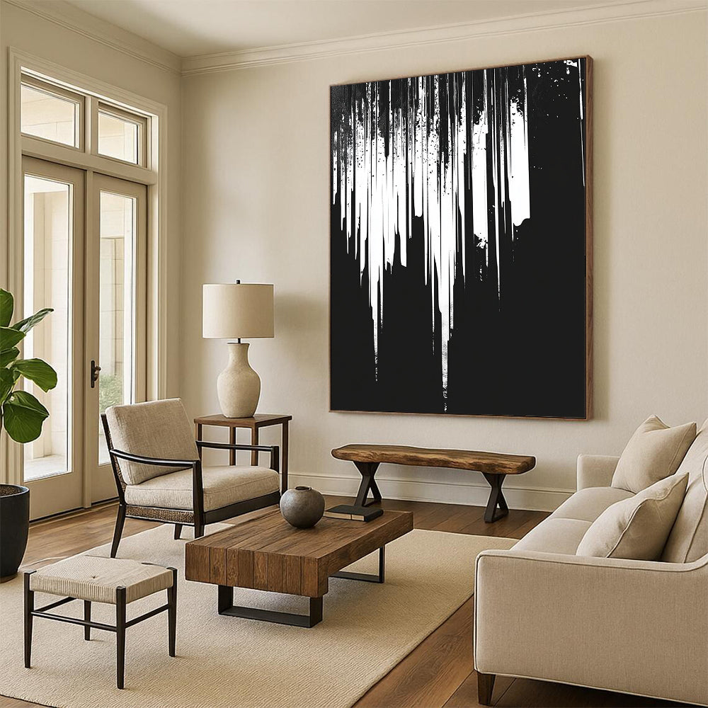 White Dripping with Texture "Rustic Drip" Painting On Canvas HB309