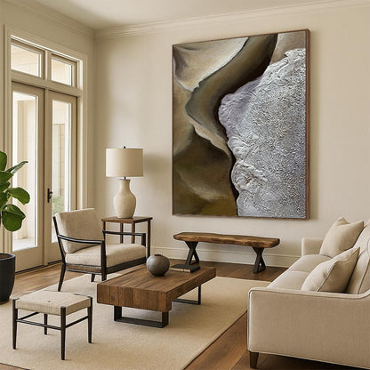 Large - Format Hand - Painted Custom Textured Abstract Painting for Entryway & Hotel Suite DKH0987
