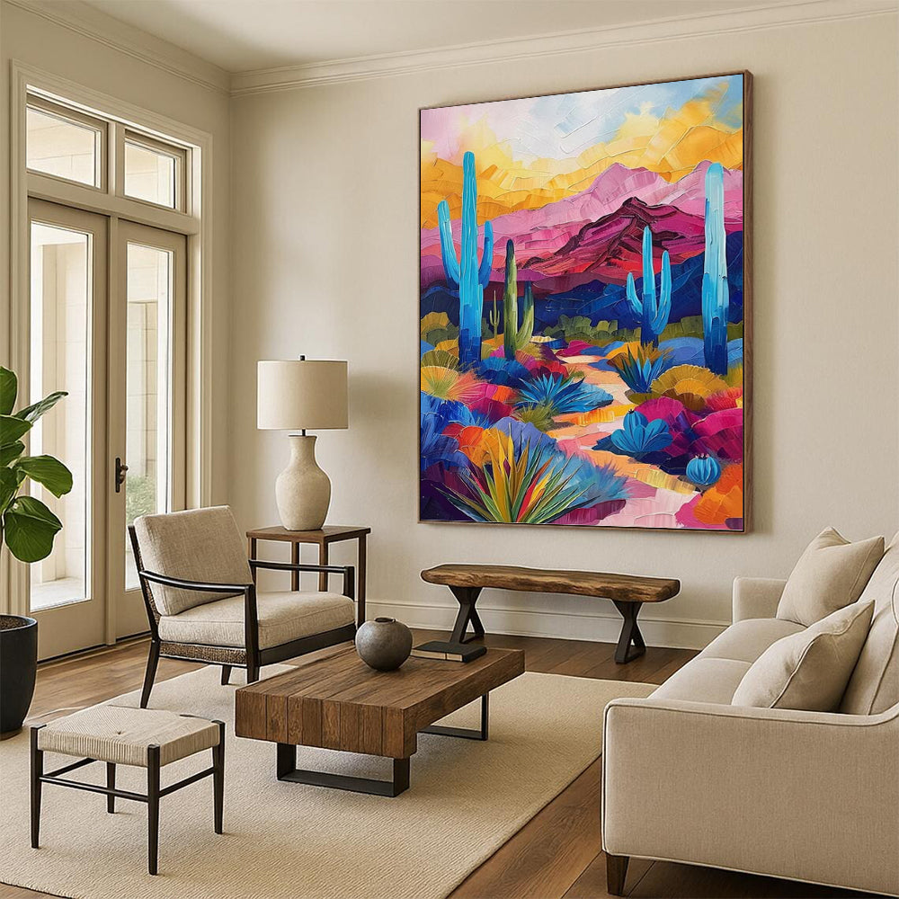 Sky - High Vertical Hand - Painted Textured Custom Abstract Mural for Bar and Hallway DKH1556