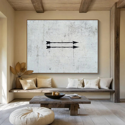 “Dripping Black Arrows” - Black, White, Street Art - Style Painting On Canvas HB0711