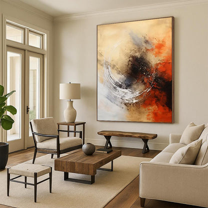 Gilded Web: Large - Format Hand - Painted Custom Abstract Gem for Dining Room and Office DTP121