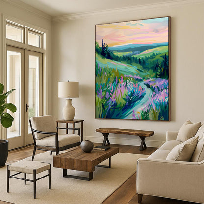 Exuberant & Joyful Hand-Painted Custom Abstract Painting for Living Room & Entryway LargeART2015