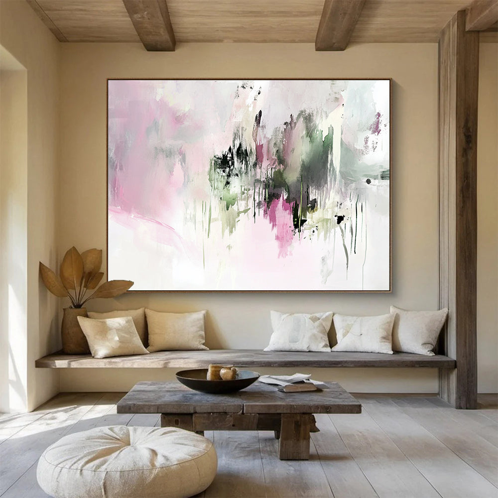 “Soft Colorful Abstract Drips” - Soft Palette, Abstract Drip Shapes Painting On Canvas HB0865