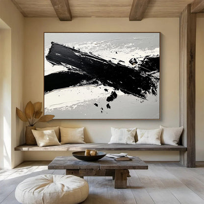 “Expressive Black & White Strokes” - Blacks, Whites, Grays, Abstract Brushstrokes - Acrylic Painting HB1621