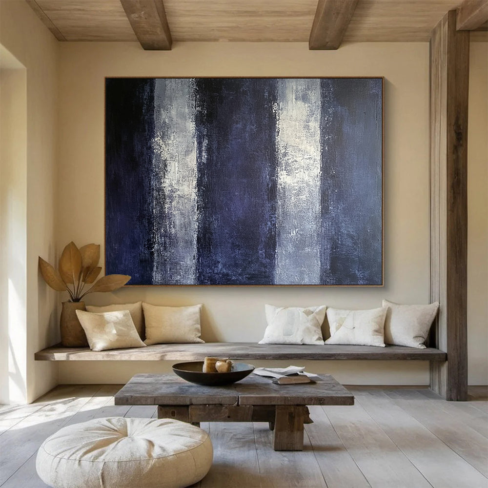 “Moody Purple Stripes” - Purple, Gray, Black, Abstract Vertical Strokes Painting On Canvas HB1034