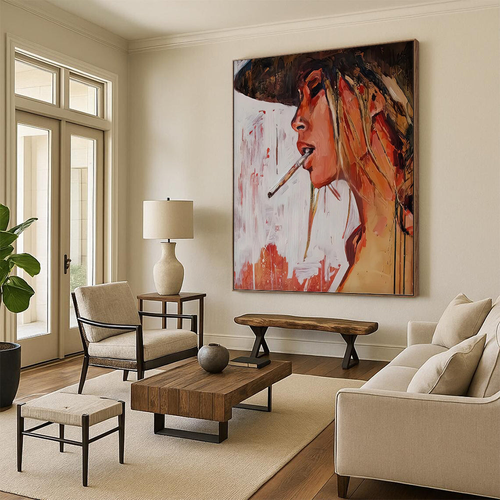 Vertical Hand - Painted Custom Abstract Art for Living Room and Hotel DKH1642